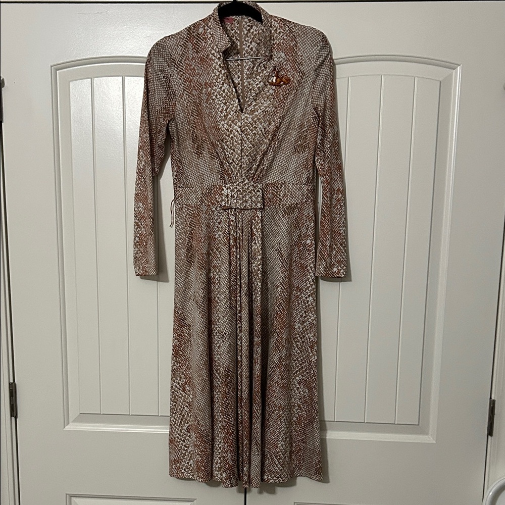 Elegant Brown Patterned Women's Dress